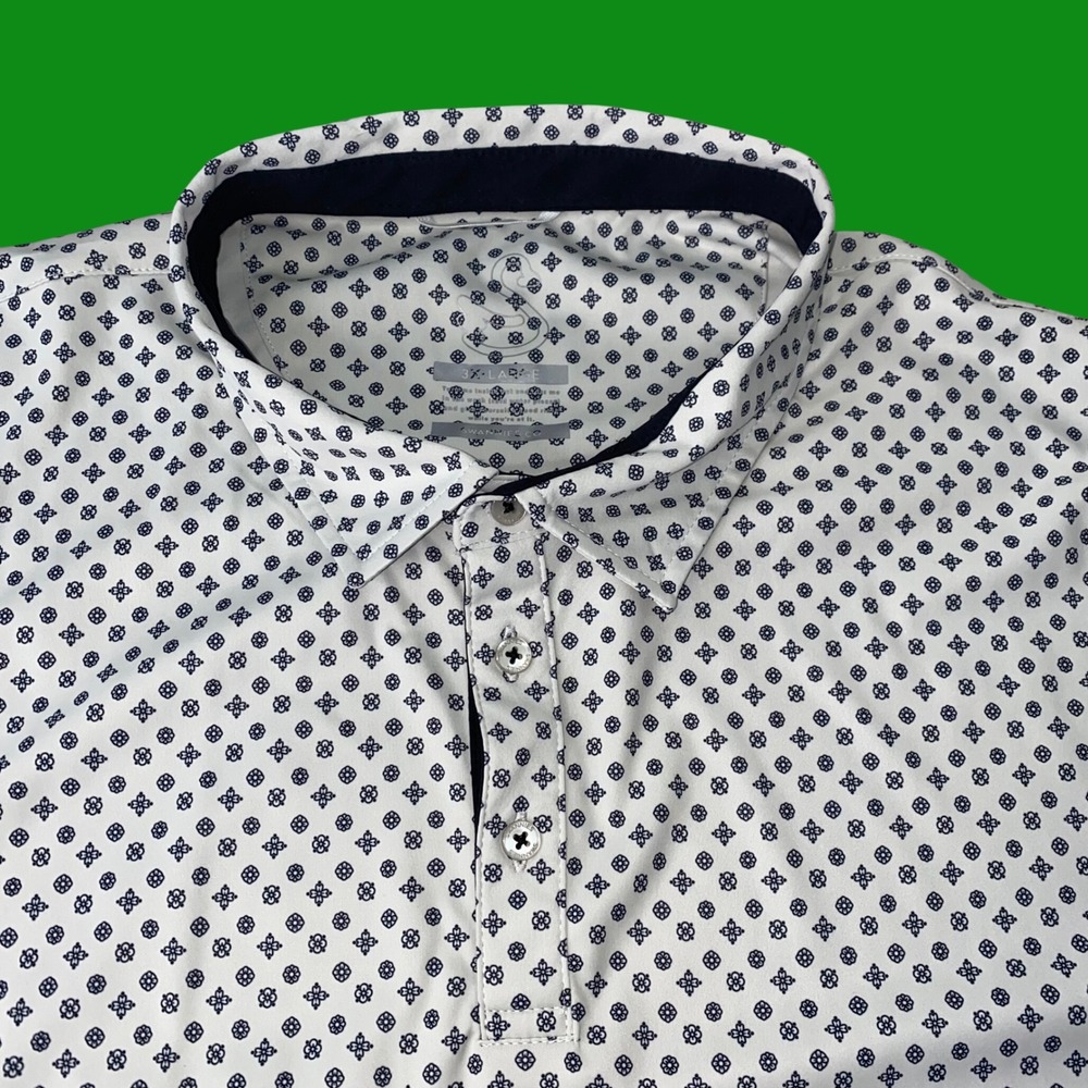 Swannies Polo Shirt Men 3XL Golf 4 Way Stretch Geometric Floral AOP Athletic Fit